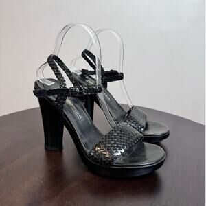 Via Spiga Vintage Woven Strap Heeled Sandals - Size 7.5